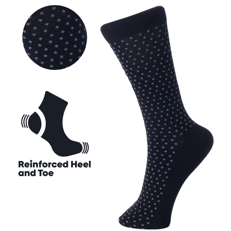 Alpine Swiss Mens Dress Socks 6 Pair Crew Sock Cotton Dress Socks for Men Solid Ribbed Argyle Pattern Multicolor Fun Designs Office Pack - Image 5